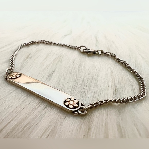 NEW James Avery 14k GOLD flowers I.D. identification plate bracelet - Picture 2 of 11